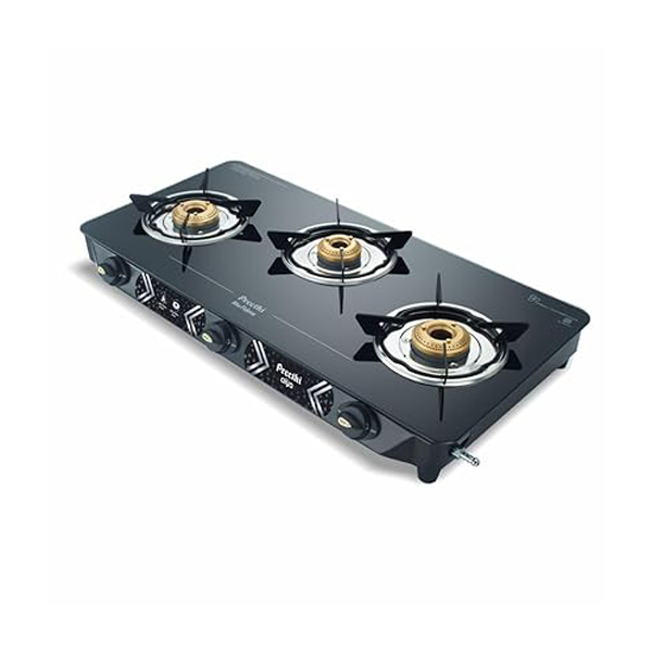 Buy Preethi Alya Glass Top with Bati 3 Burner Gas Stove - Vasanth and Co
