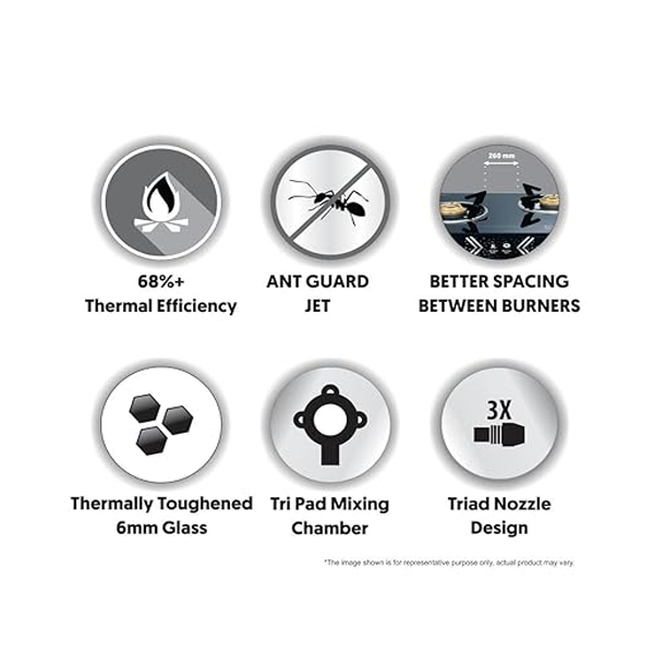 Buy Preethi Alya Glass Top with Bati 3 Burner Gas Stove - Vasanth and Co