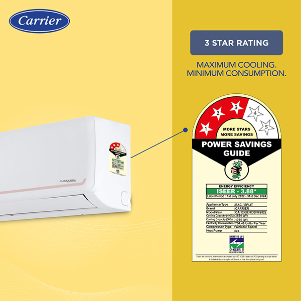 Buy Carrier 1 Ton 3 Star 12k 3 Star Kurve Rxi Inverter R32 Split AC - Vasanth and Co