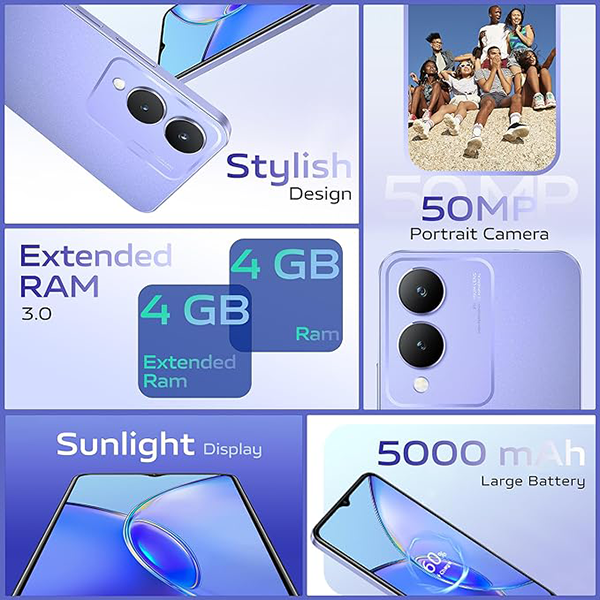 Buy Vivo Y17s 4 GB 128 GB Glitter Purple Mobile - Vasanth & Co