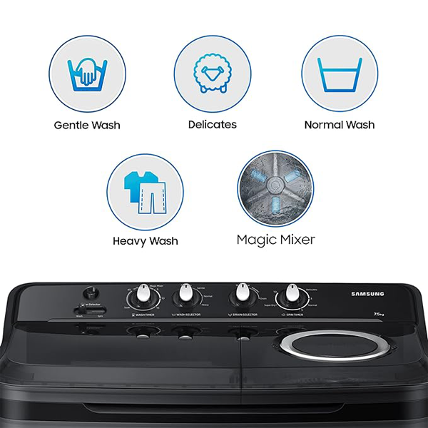 Buy Samsung 7.5 kg WT75B3200GD/TL Semi Automatic Top Load Washing Machine with Hexa Storm Pulsator - Vasanth & Co