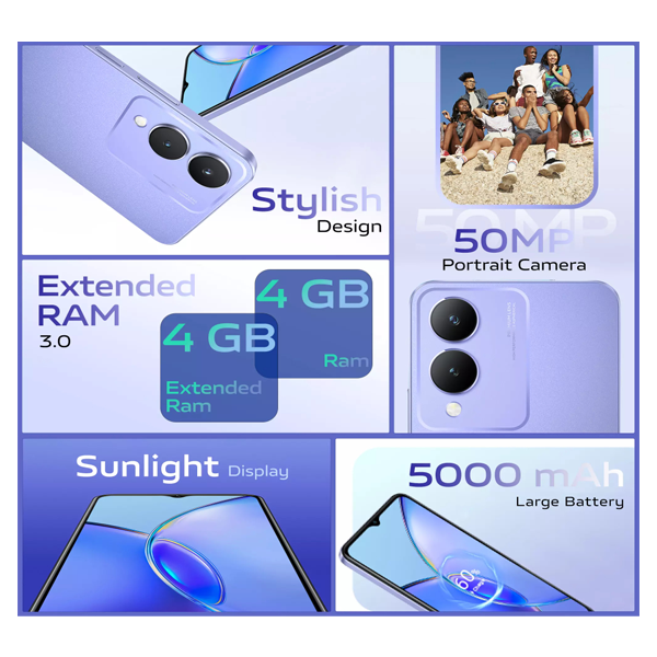 Buy Vivo Y17s 4 GB 64 GB Glitter Purple Mobile - Vasanth & Co