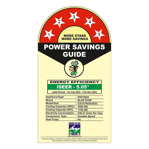 Buy Bluestar 1 Ton 5 Star IC512TNUR Inverter Ac - Vasanth & Co