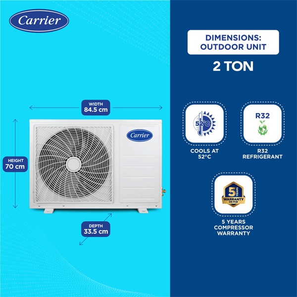 Buy Carrier 2 Ton 3 Star 24K DURAWHITE EX R32 Split Ac - Vasanth & Co