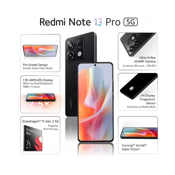 Buy Redmi Note 13 Pro 5G (12 GB RAM, 256 GB) Midnight Black Mobile Phone - Vasanth and Co