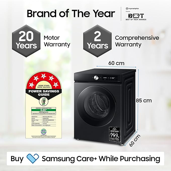 Buy Samsung 12 kg 5 Star WW12DB7B24GBTL Wi-Fi Inverter Fully Automatic Front Load Washing Machine - Vasanth & Co