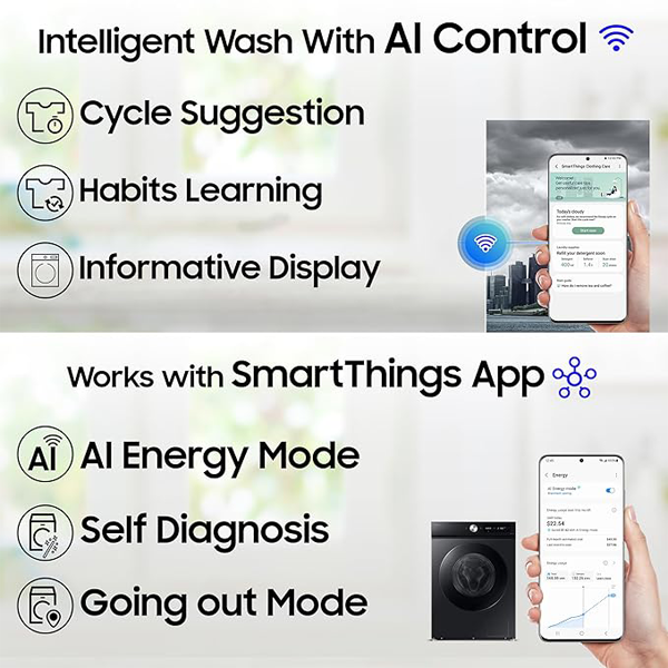 Buy Samsung 12 kg 5 Star WW12DB7B24GBTL Wi-Fi Inverter Fully Automatic Front Load Washing Machine - Vasanth & Co