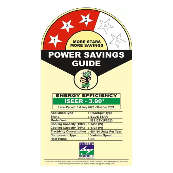 Buy Bluestar 1 Ton 3 Star IB312TKU White Split Inverter AC - Vasanth & Co