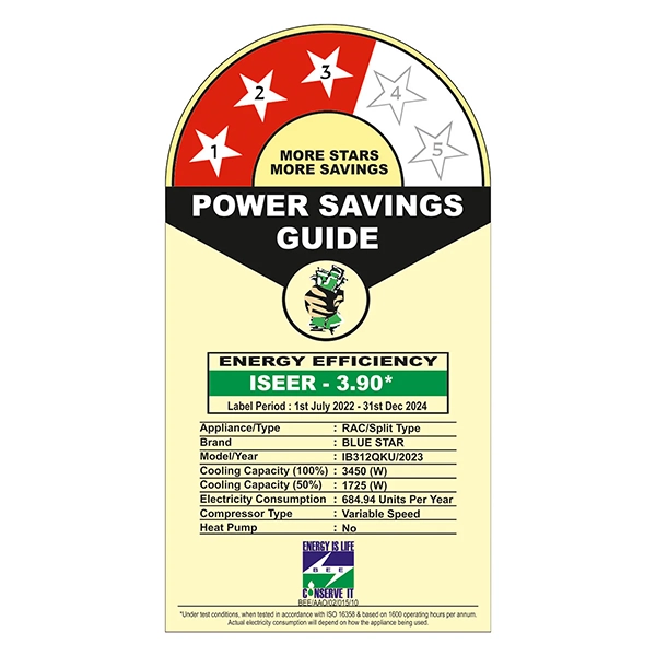 Buy Bluestar 1 Ton 3 star IB312QKU Inverter Split Air Conditioner - Vasanth & Co