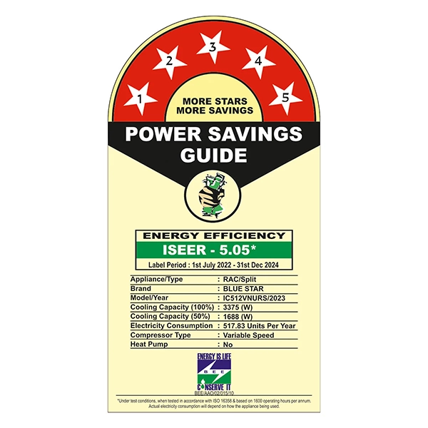 Buy Bluestar 1 Ton 5 Star IC512VNURS Inverter Split Air Conditioner - Vasanth & Co