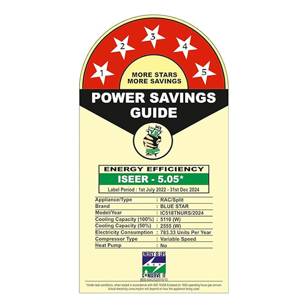 Buy Bluestar 1.5 Ton 5 Star IC518TNURS Inverter Split Air Conditioner - Vasanth & Co