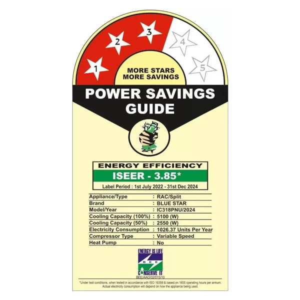 Buy Bluestar 1.5 Ton 3 Star IC318PNU White Split Inverter AC - Vasanth & Co