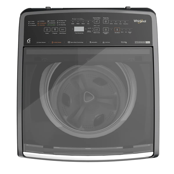 Buy Whirlpool 7.5 kg 5 Star (STAINWASH PRO H 7.5 KG GREY 10YMW) Stainwash Pro Fully Automatic Top Load Washing Machine with In-built Heater Grey - Vasanth & Co
