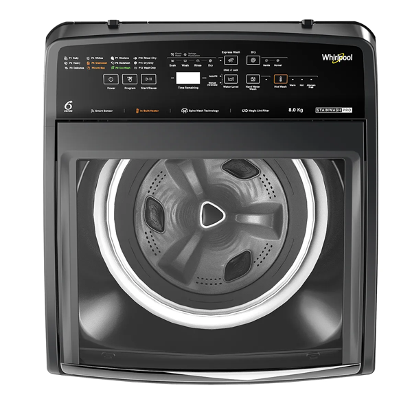 Buy Whirlpool 8kg 5 Star Stainwash Pro Top Load Washing Machine with In-Built Heater - Vasanth & Co
