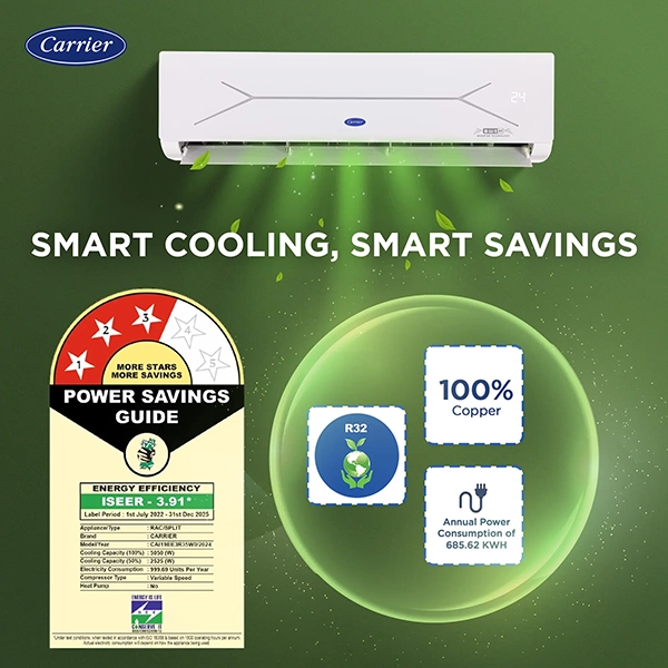 Buy Carrier 1.1 Ton 3 Star 13k XPERT LUMO FXi Inverter R32 Split Ac - Vasanth & Co