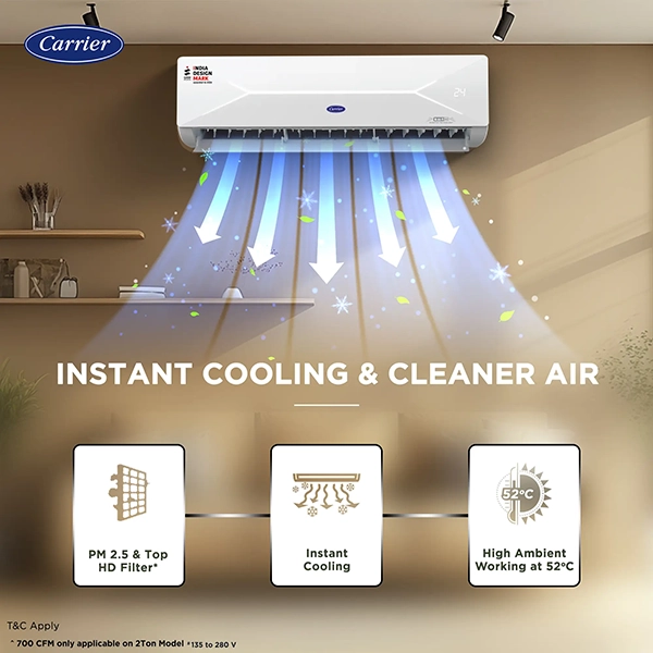 Buy Carrier 2 Ton 5 Star 24k XCEL LUMO FXi Inverter Split Ac - Vasanth & Co