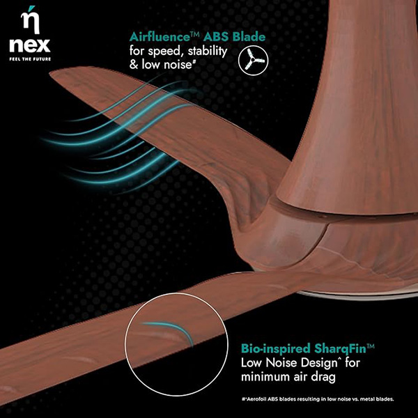 Buy Nex Dryft A90 5 Star 3 Blade BLDC Walnut Ceiling Fan - Vasanth & Co