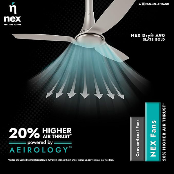 Buy Nex Dryft A90 Slate Gold Ceiling Fan - Vasanth & Co