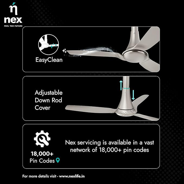 Buy Nex Dryft A90 Slate Gold Ceiling Fan - Vasanth & Co