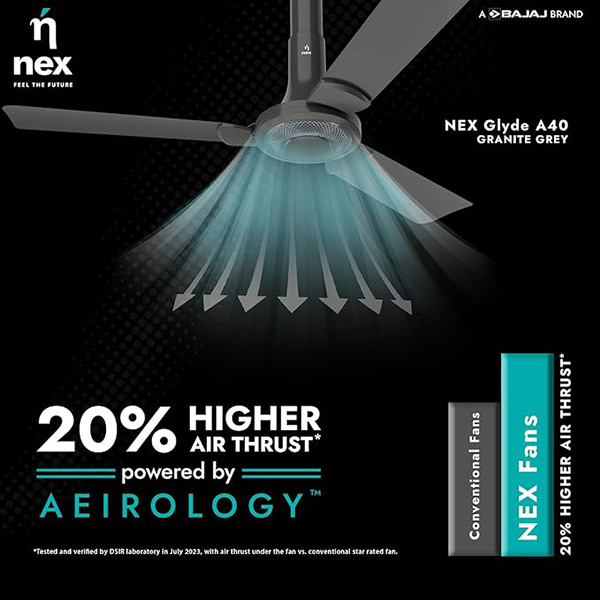 Buy Nex Glyde A40 2 Star 1200mm 3 Blade Granite Grey Ceiling Fan  - Vasanth & Co