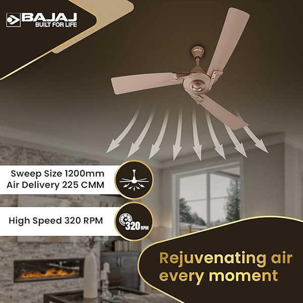 Bajaj Euro Prime EE 1200mm Brown & Bronze Ceiling Fan - Home Appliances