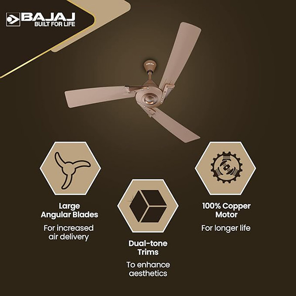 Bajaj Euro Prime EE 1200mm Brown & Bronze Ceiling Fan - Home Appliances