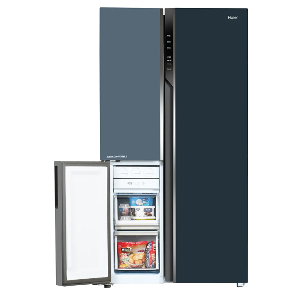 Buy Haier Vogue Series 598L Grey Onyx Glass 3 Door HRT-683GOGU1 Side By Side Refrigerator - Vasanth and Co