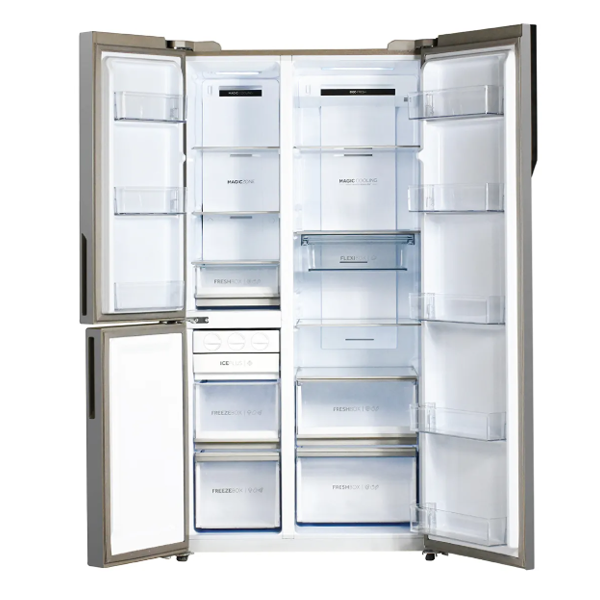 Buy Haier Vogue Series 598L Black White Glass HRT-683KWGU1 3 Door Side by Side Refrigerator - Vasanth and Co