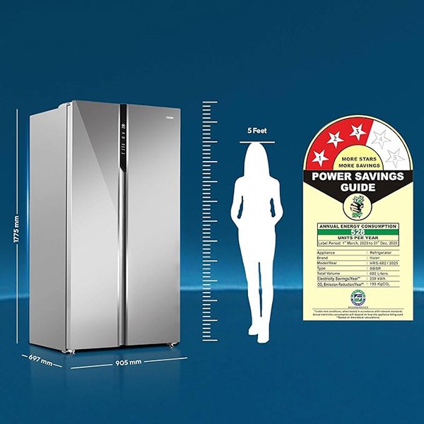 Buy Haier 596 L 3 Star HRS-682PMGU1 2-Door Side by Side Refrigerator Wi-Fi enabled with Inverter Technology - Vasanth and Co