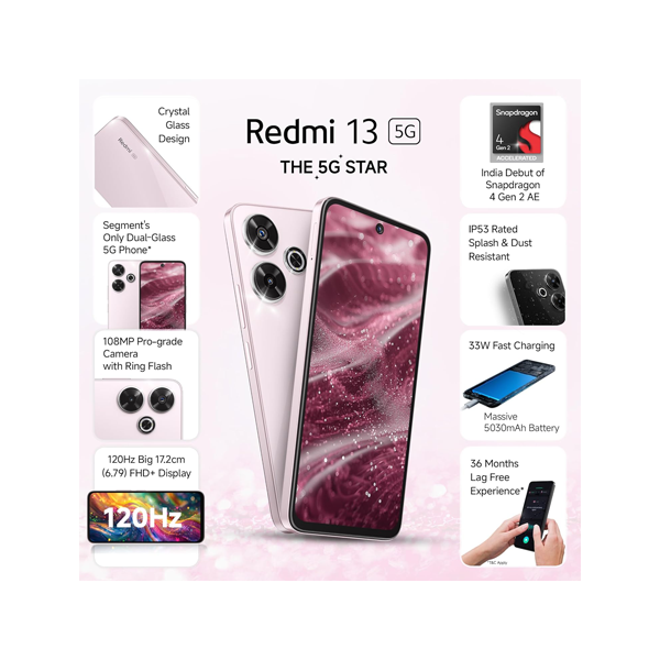 Buy Redmi 13 5G 8+128GB orchid pink Mobile - Vasanth & Co