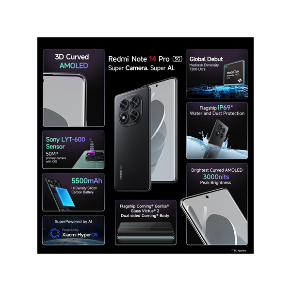 Buy Redmi Note 14 Pro 8+128GB Titan Black Mobile - Vasanth & Co