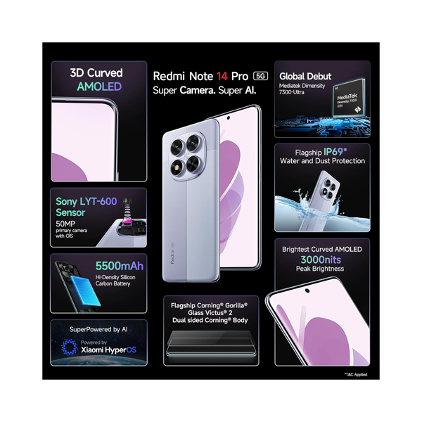 Buy Redmi Note 14 Pro 5G 8+256GB Phantom Purple Mobile - Vasanth & Co