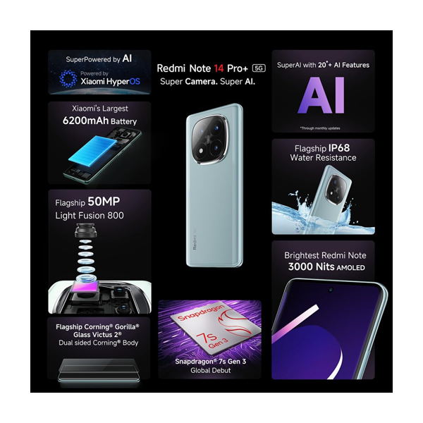 Buy Redmi Note 14 Pro+ 8+128GB Spec Blue Mobile - Vasanth & Co