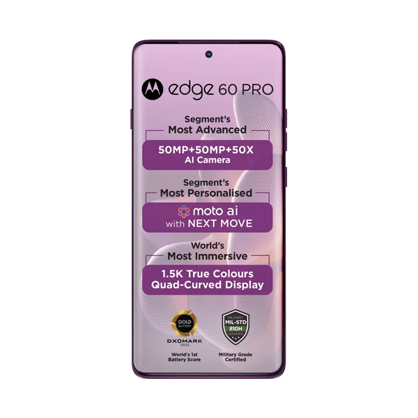Buy Motorola Edge 60 Pro 12GB 256GB Sparkling Grape Mobile Phone – Vasanth & Co