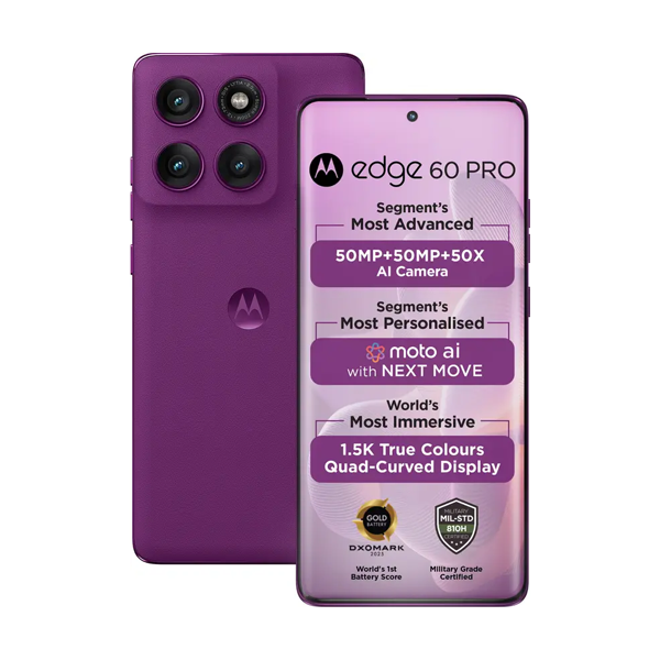 Buy Motorola Edge 60 Pro 12GB 256GB Sparkling Grape Mobile Phone – Vasanth & Co