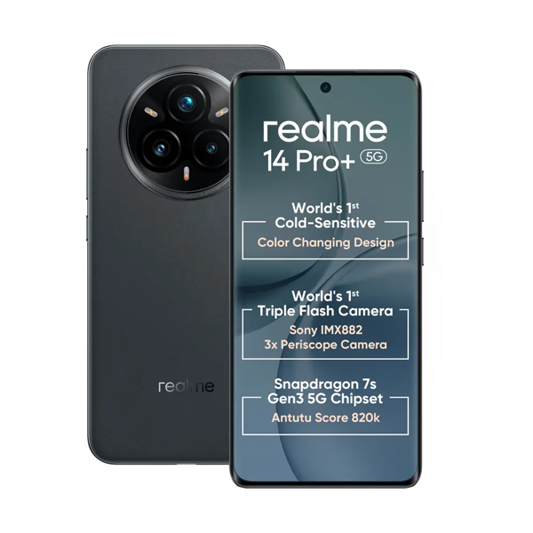 Buy Realme 14 Pro+ 5G 8GB 128GB Suede Grey Mobile Phone – Vasanth & Co