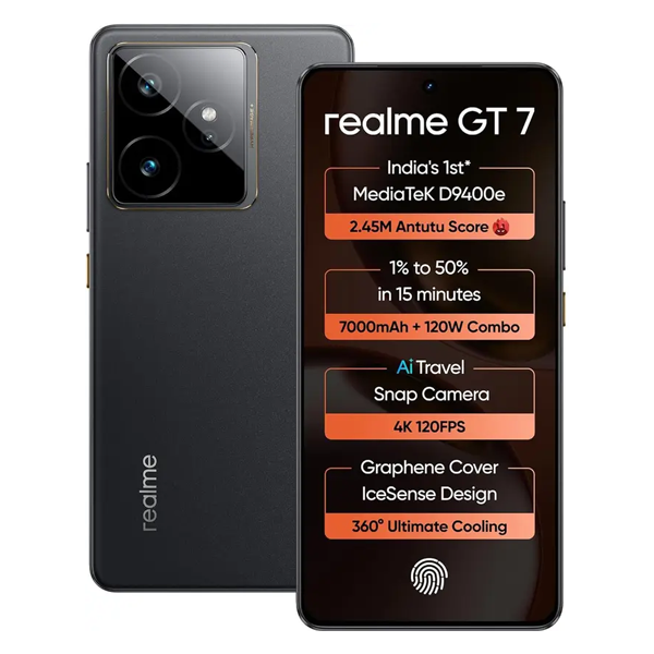 Buy Realme GT 7 12GB 512GB Icesense Black Mobile Phone – Vasanth & Co