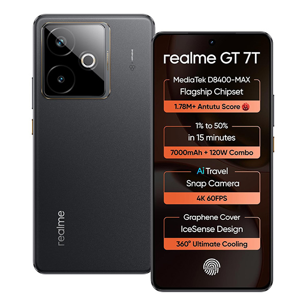 Buy Realme GT 7T 12GB 256GB Icesense Black Mobile Phone – Vasanth & Co