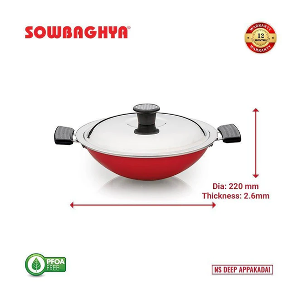 Buy Sowbaghya NS Deep Appakadai with SS Lid 2.6mm Thickness – Vasanth & Co