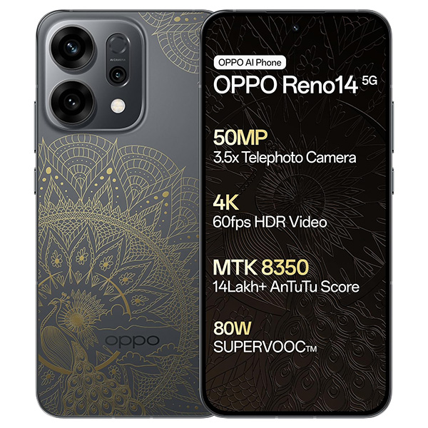 Buy Oppo Reno 14 5G 8GB 256GB Diwali Gold Mobile Phone - Vasanth & Co