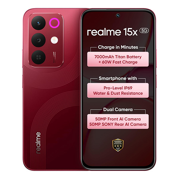 Buy Realme 15X 5G 8GB 256GB Maroon Red Mobile Phone - Vasanth & Co