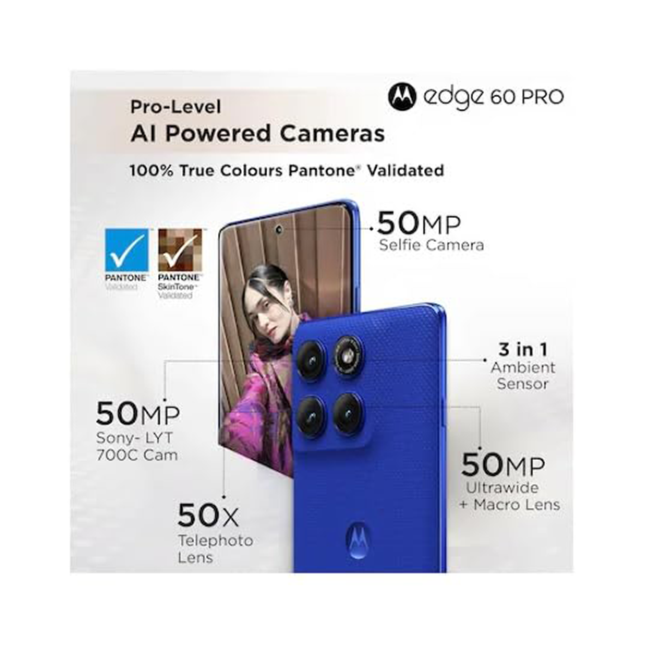 Buy Motorola Edge 60 Pro 16GB 512GB Dazzling Blue Mobile Phone - Vasanth & Co