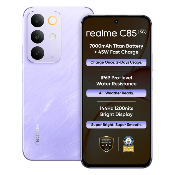 Buy Realme C85 5G 4GB 128GB Parrot Purple Mobile Phone – Vasanth and Co