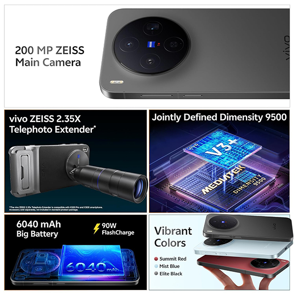 Vivo X300 12 GB RAM 512 GB Elite Black Mobile Phone – Vasanth and Co