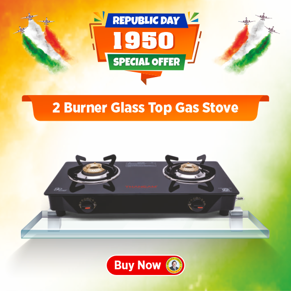 Buy Sowbaghya 2B Compact Glass Top Gas Stove - Vasanth & Co