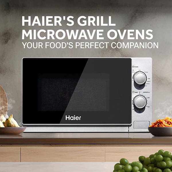 Buy Haier 20L HIL2002GSPB Grill Microwave Oven with Curvaceous Glass Door Design – Vasanth and Co