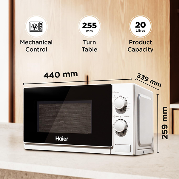 Buy Haier 20L HIL2002GSPB Grill Microwave Oven with Curvaceous Glass Door Design – Vasanth and Co