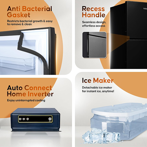 Buy Haier 240L 2 Star HRF-2902IBGB-P Flat Door Frost Free Double Door Refrigerator – Vasanth and Co