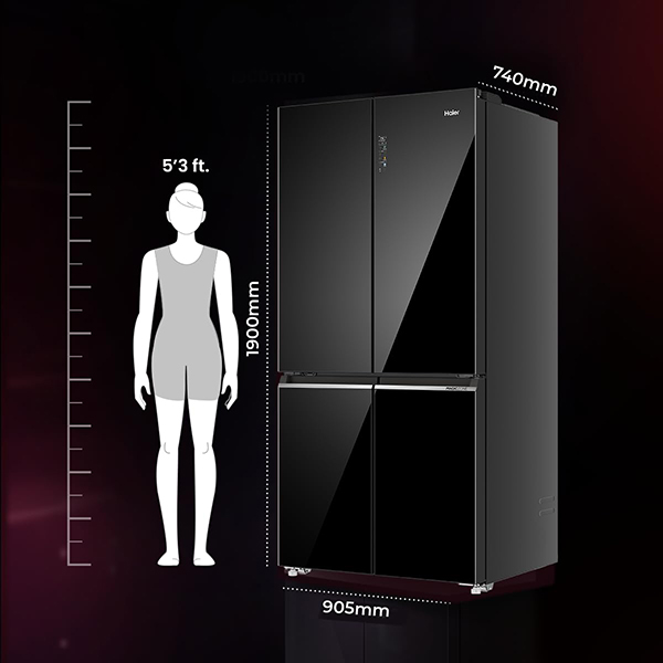 Buy Haier 630L 4 Door HRB-700KGU1 Lumiere Wi-Fi Black Glass Side by Side Refrigerator – Vasanth and Co