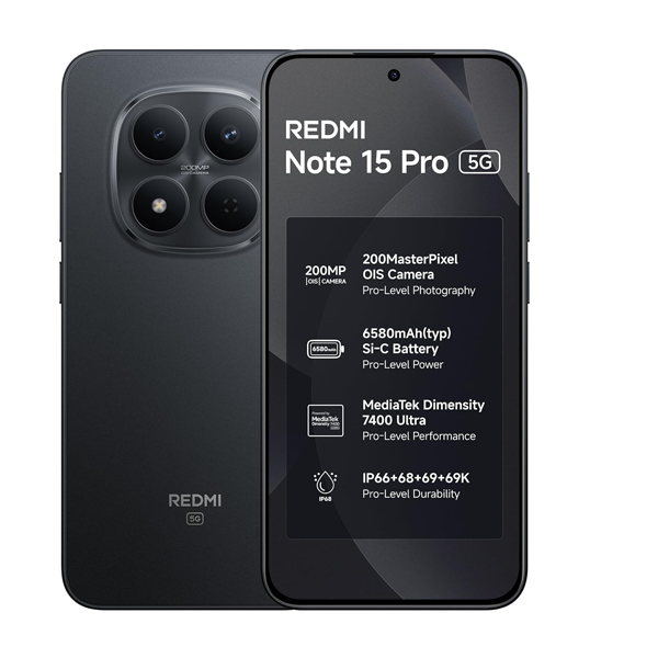 Buy Redmi Note 15 Pro 5G 8 GB + 128 GB Carbon Black Mobile – Vasanth and Co